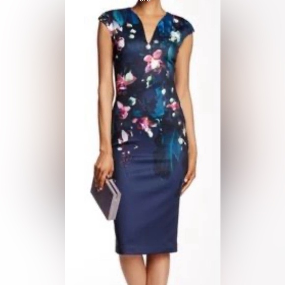 Ted Baker Dresses & Skirts - Ted Baker Navy Floral Midi Dress